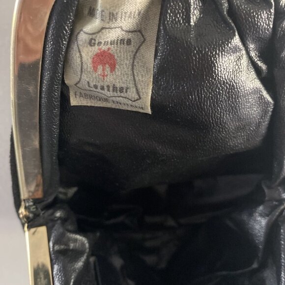 RARE Vintage Antique Evening Bag Italian Leather Suede Clasp Vgc​ - Picture 7 of 10